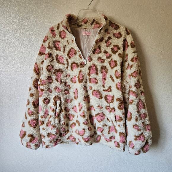 Leopard Print Fleece Pullover Size XL - Picture 1 of 6